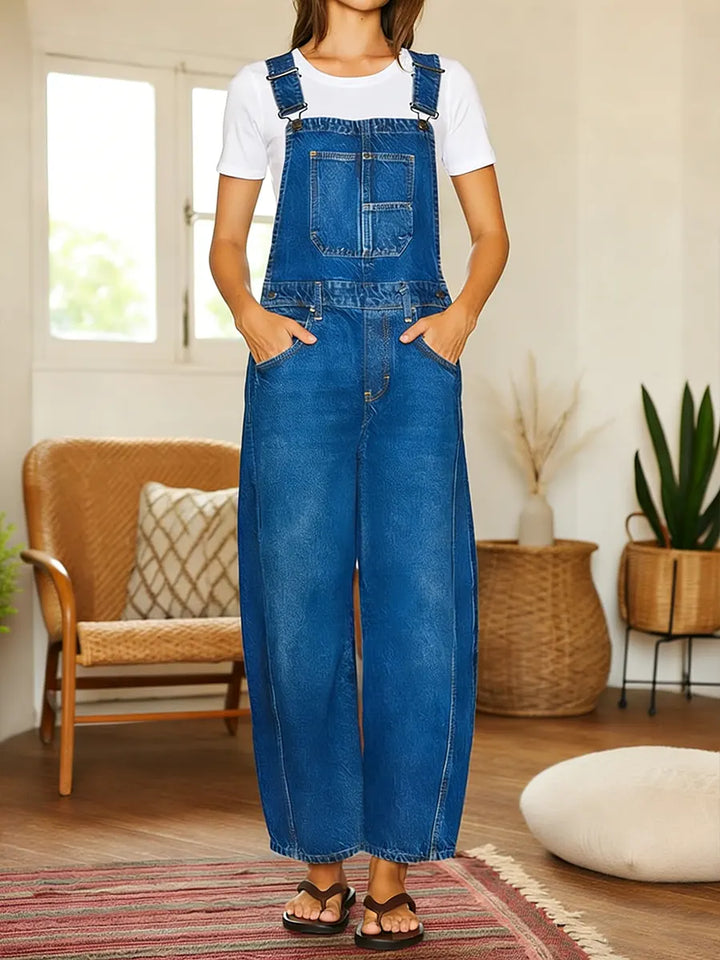 Nora | Denim Latzhose Jumpsuit mit Taschen 0