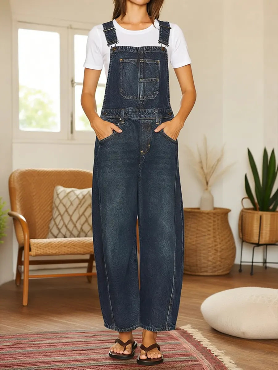 Nora | Denim Latzhose Jumpsuit mit Taschen 1