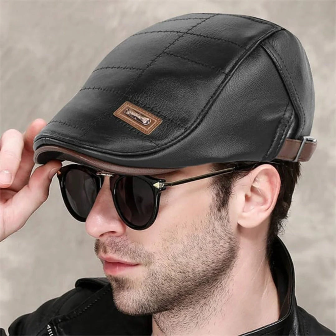 Retro Herren Lederbarett mit verstellbarem Band 2