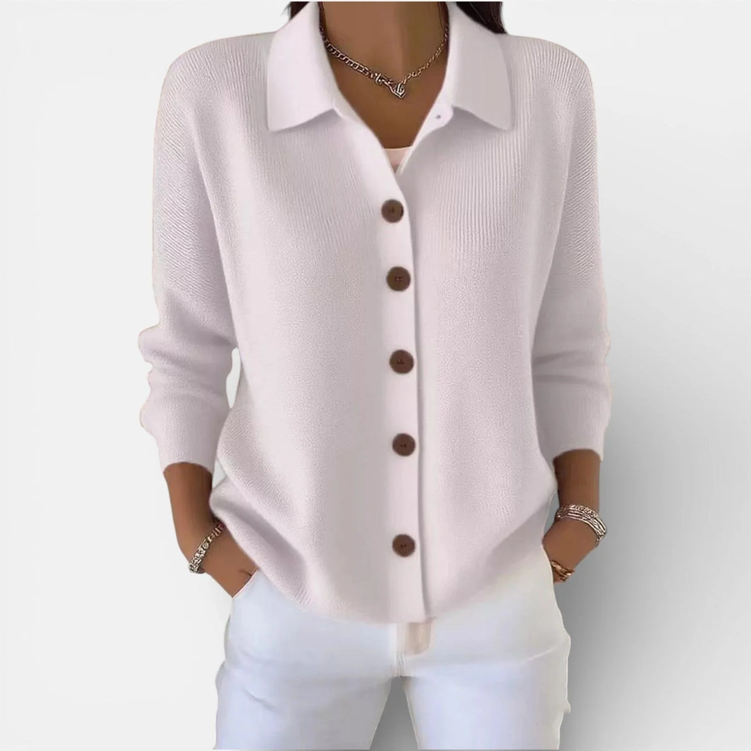 Rosalie | Strickbluse mit Polokragen und Knopfleiste 0