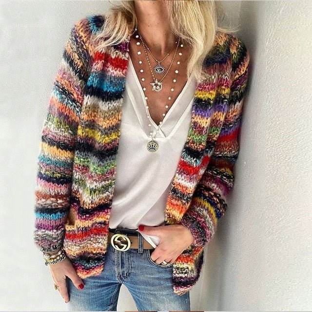 Sophie | Damen Bunter Langarm Strick-Cardigan 0
