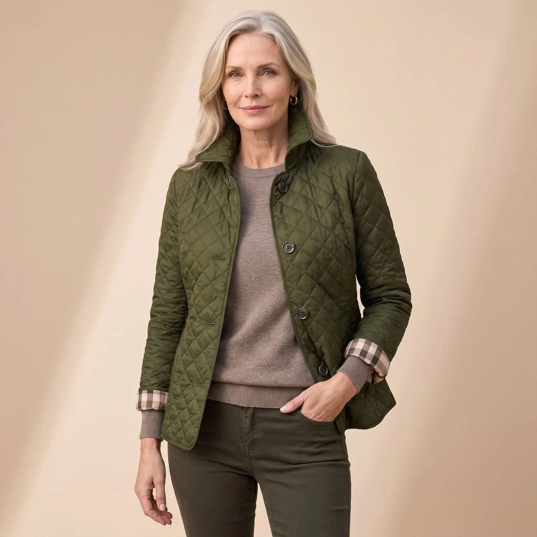 Sophie | Damen Steppjacke mit Knopfleiste leichte taillierte Übergangsjacke 8