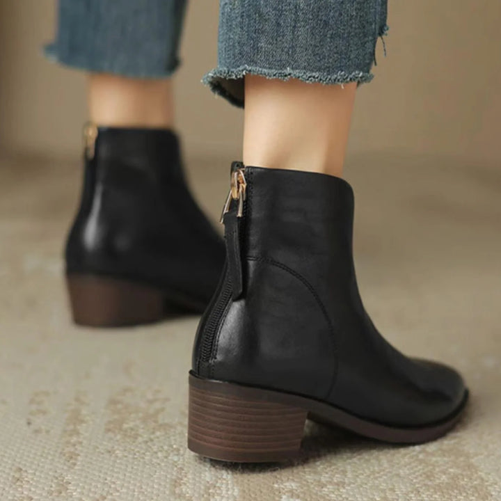 Sophie | Damen Stiefeletten mit spitzer Zehenpartie niedrigem Blockabsatz Reißverschluss 8
