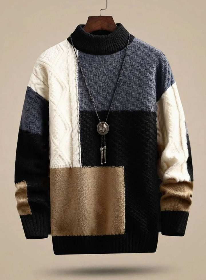 Stefan | Herren Strickpullover Colorblock Grobstrick Cardigan 2