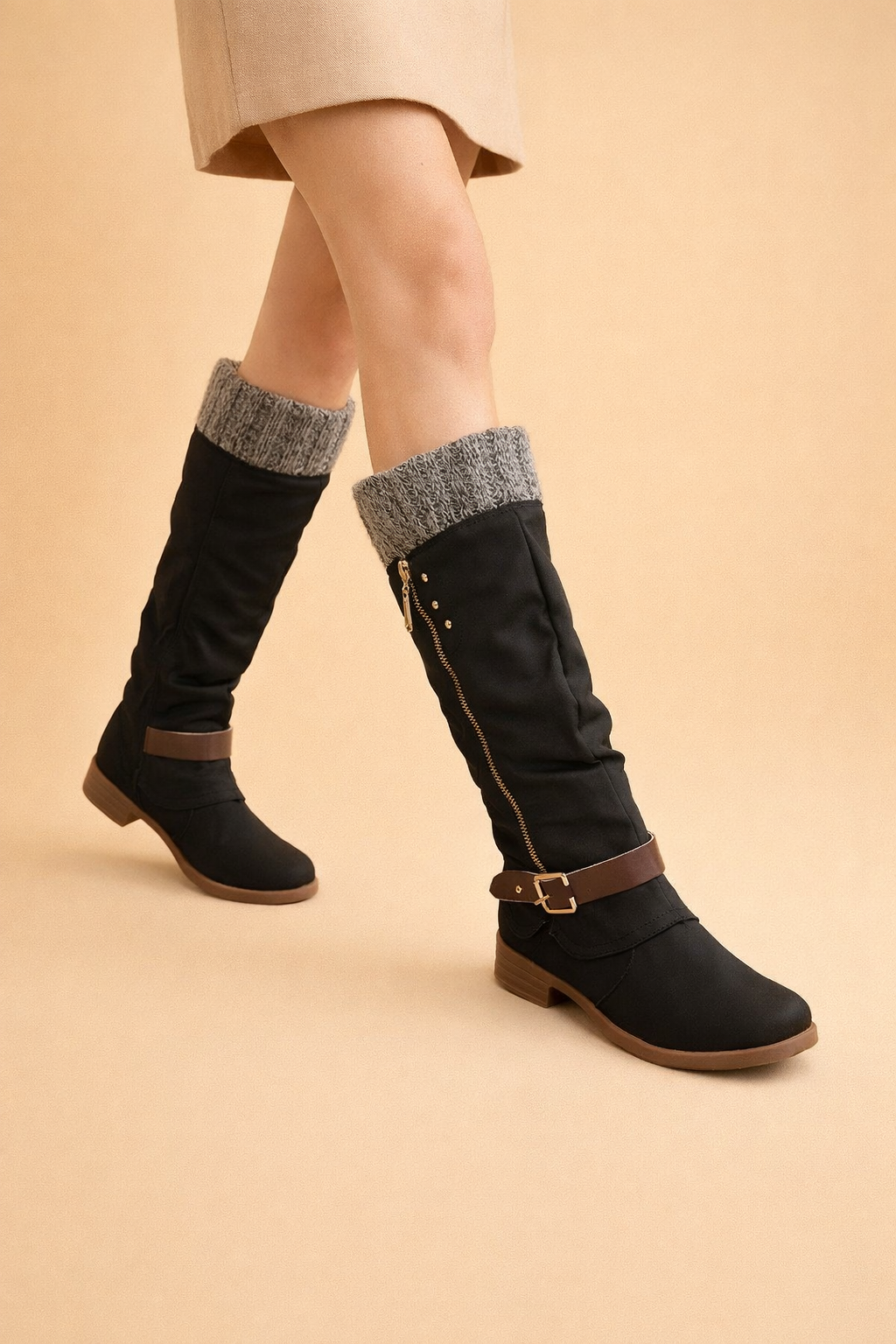 Mercy | Women’s Stylish Side Zip Knee-High Boots for Everyday Comfort