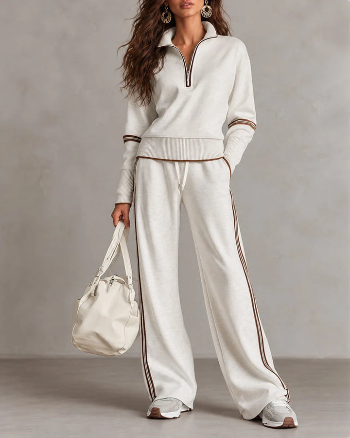 Thea | Damen Colorblock Zweiteiler mit Rollkragen und Weiter Hose 0