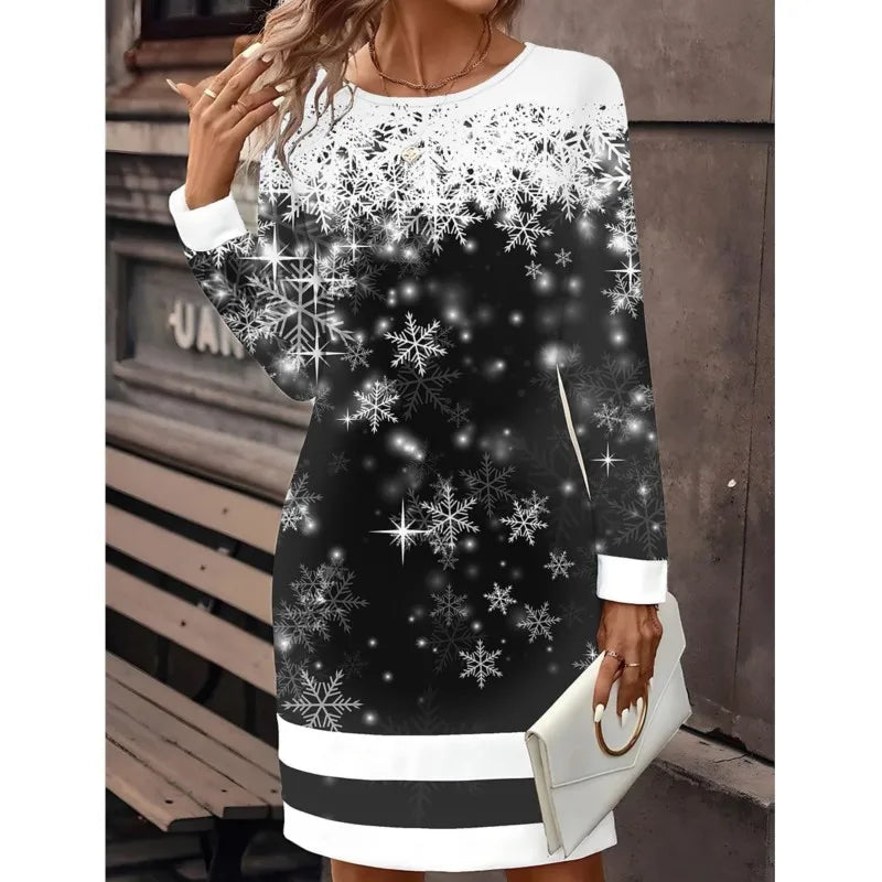 Weihnachtspullover Kleid Damen | Schneemann-Print & Bequemer Schnitt 1