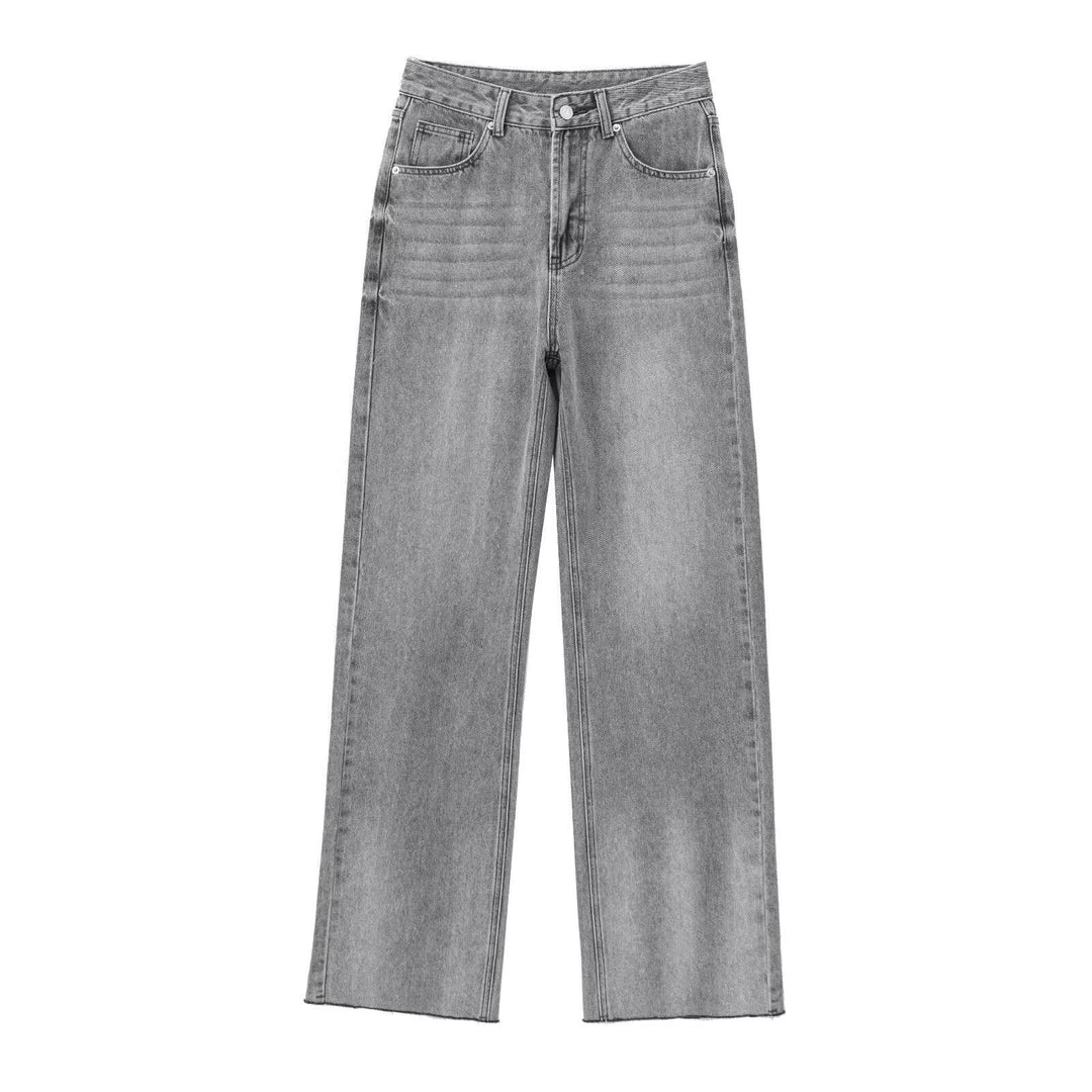 Women's High-Waisted Wide Leg Jeans Vintage Wash Casual Denim Pants 4