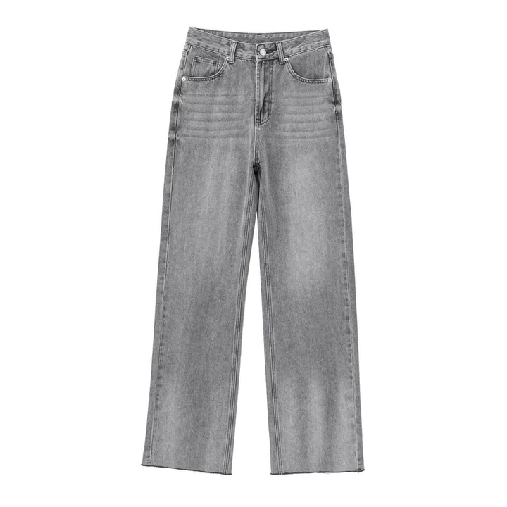 Women's High-Waisted Wide Leg Jeans Vintage Wash Casual Denim Pants 8
