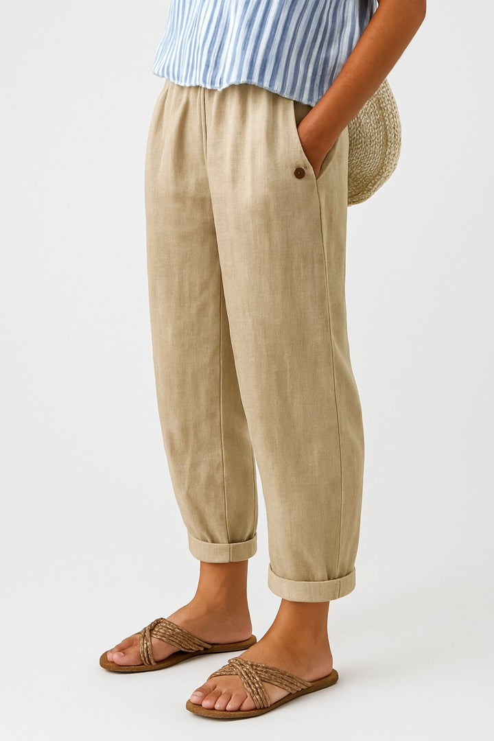 Women's Straight Loose Trousers with Elastic Waistband & Side Pockets for Comfortable Casual Wear 0