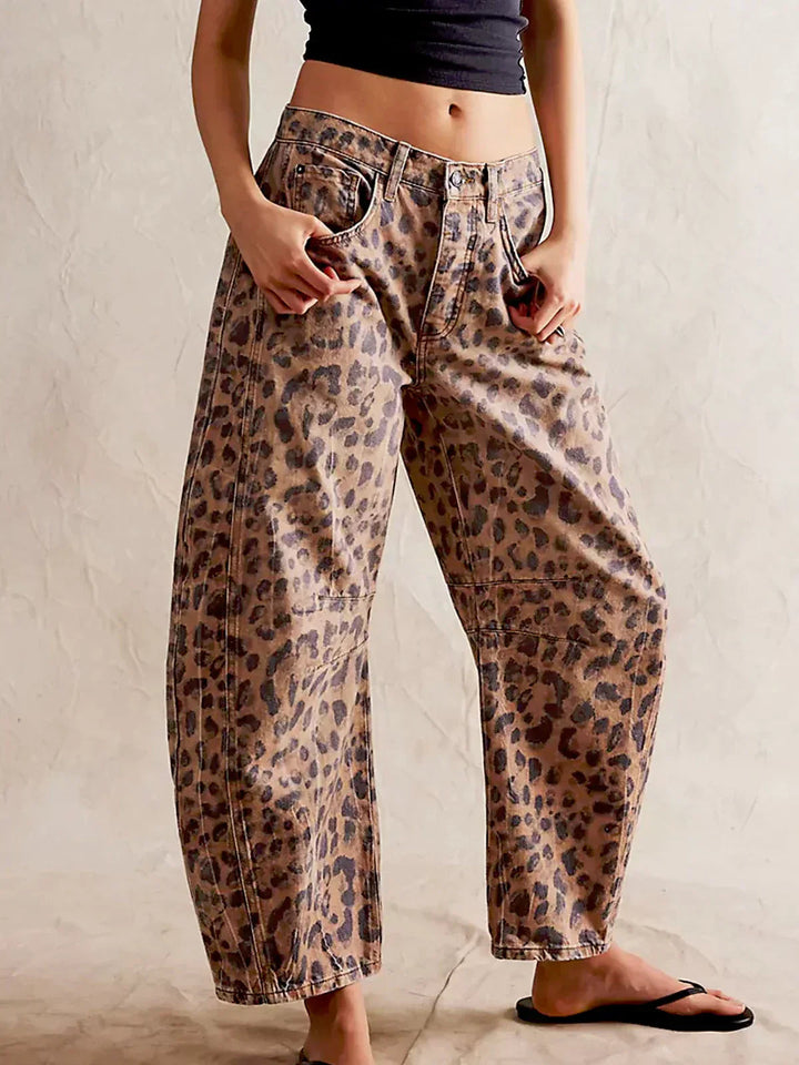 Women's Wide Leg Jeans - Stylish Printed Casual Pants for Effortless Everyday Fashion 0
