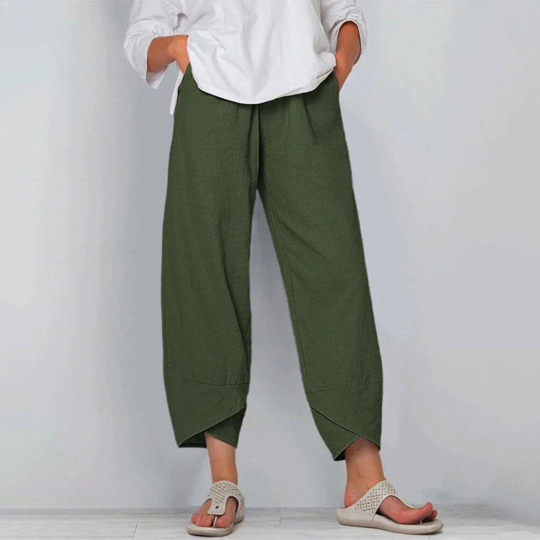 Women's Wide Leg Trousers, Palazzo Pants with Elastic Waistband and Asymmetrical Hem for Effortless Style 4