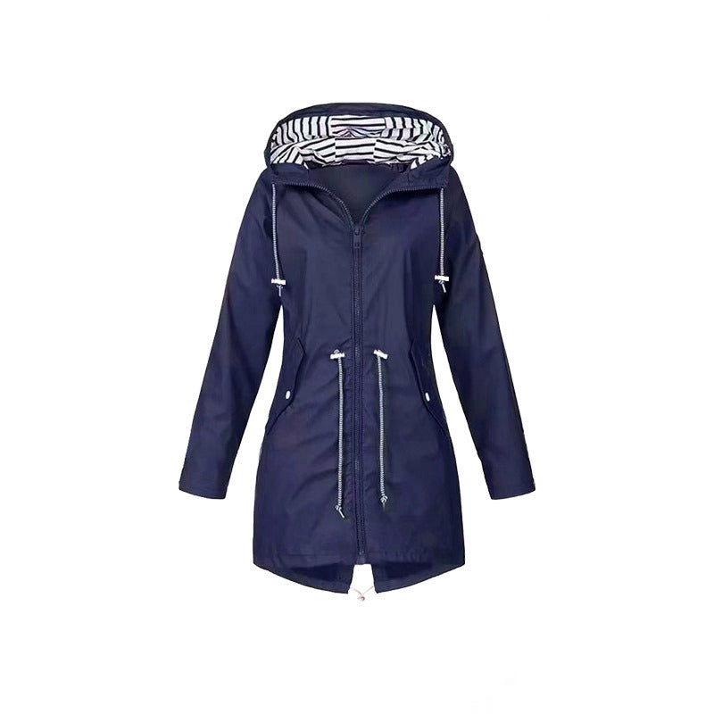 Long Waterproof Raincoat for Women with Hood