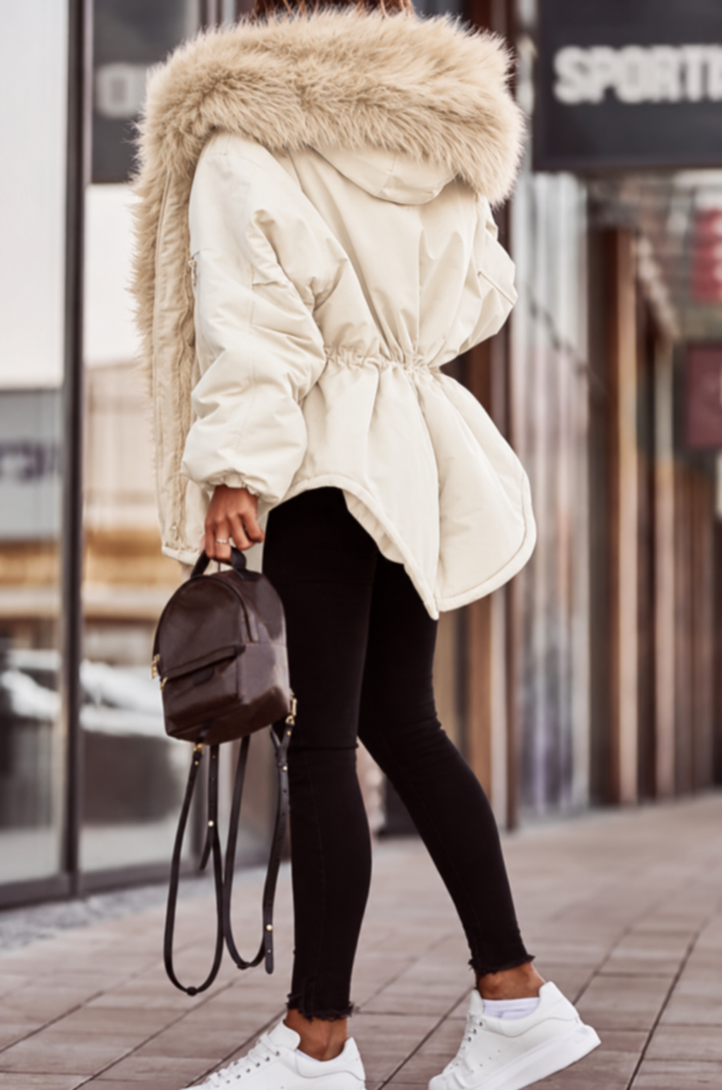 Grete Hooded Parka with Faux Fur Trim