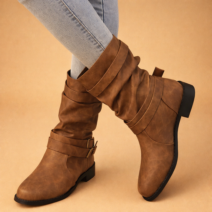 Sophia | Bottes mi-mollet à boucle pour femmes
