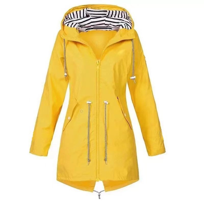 Long Waterproof Raincoat for Women with Hood