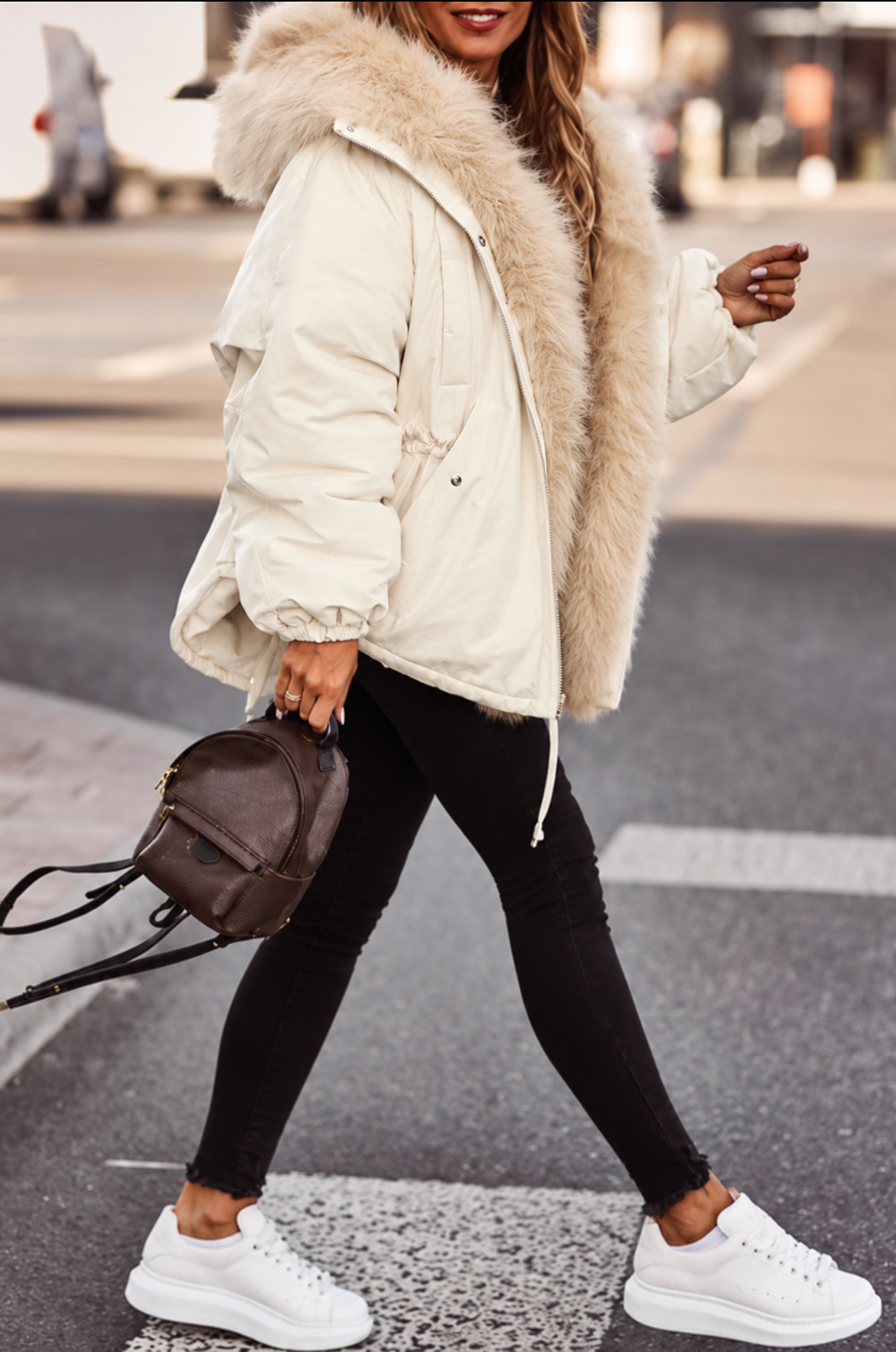 Grete Hooded Parka with Faux Fur Trim