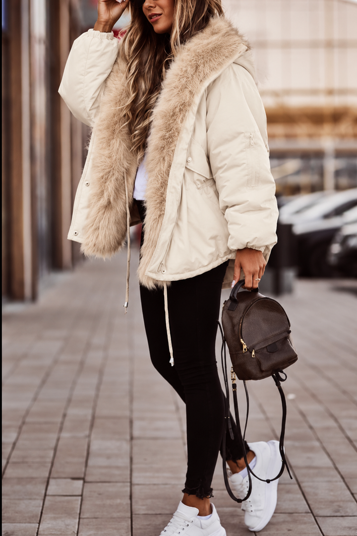 Grete Hooded Parka with Faux Fur Trim