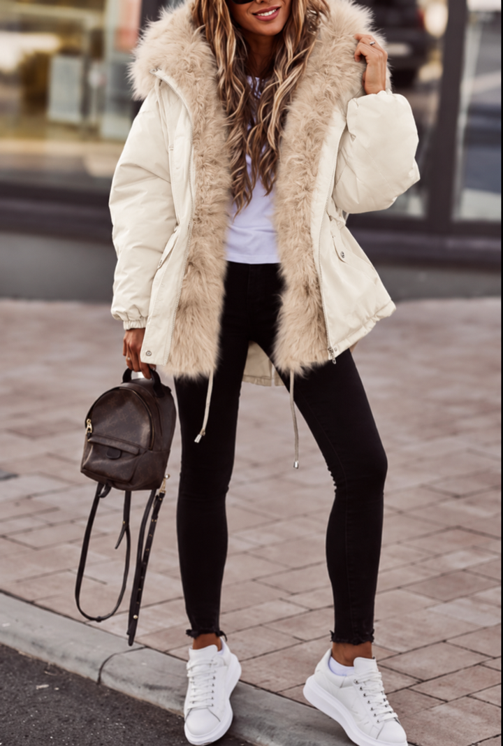 Grete Hooded Parka with Faux Fur Trim