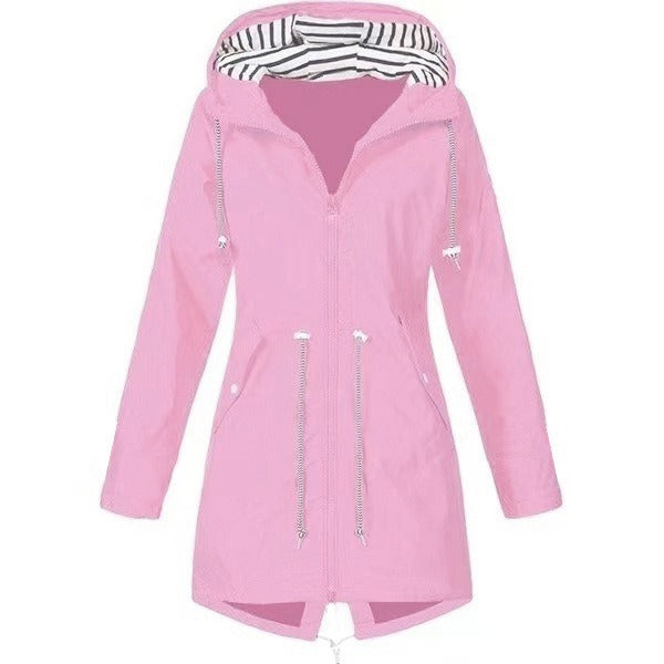 Long Waterproof Raincoat for Women with Hood